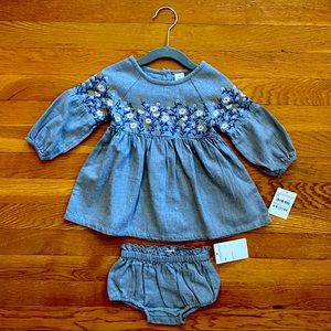 Nordstrom Grey Embroidered Dress & Panties